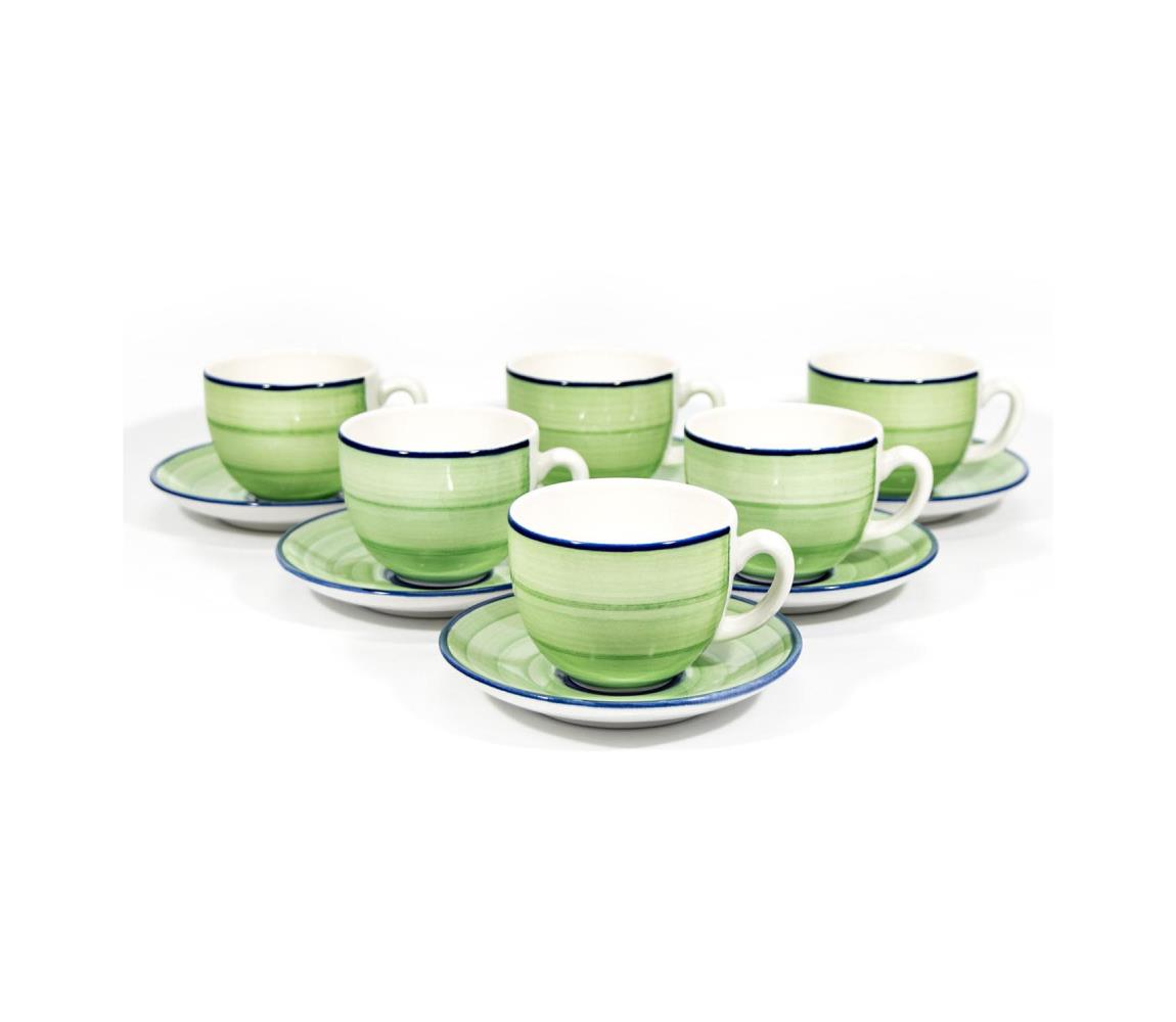 Výrobce po 1 ks Čajová sada 6x keramický šálek Tereza s podšálkem zelená modrá KK10980