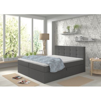 Čalouněná postel s matracemi a topperem s úložným prostorem EMBER 180x200 cm antracit
