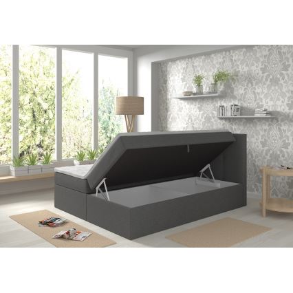 Čalouněná postel s matracemi a topperem s úložným prostorem EMBER 180x200 cm antracit