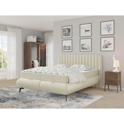 Čalouněná postel s matracemi a úložným prostorem ALEXA 160x200 cm béžová