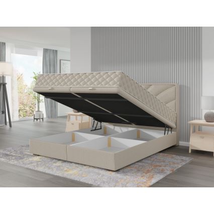 Čalouněná postel s matracemi a úložným prostorem GINA 180x200 cm béžová