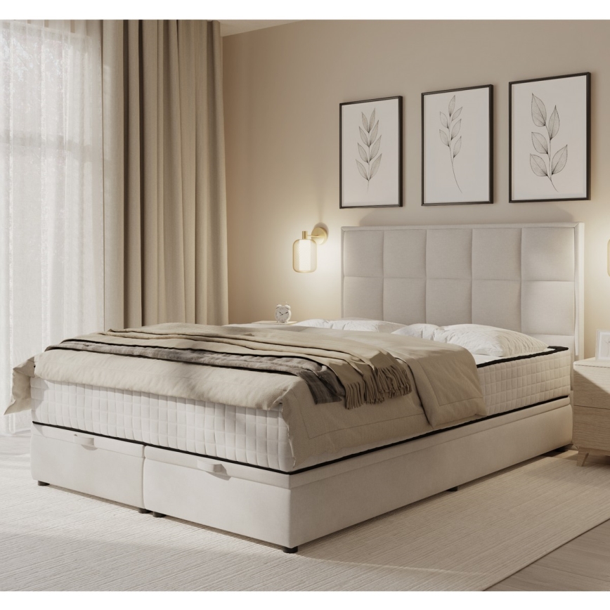 Čalouněná postel s matracemi a úložným prostorem GRACE 160x200 cm béžová