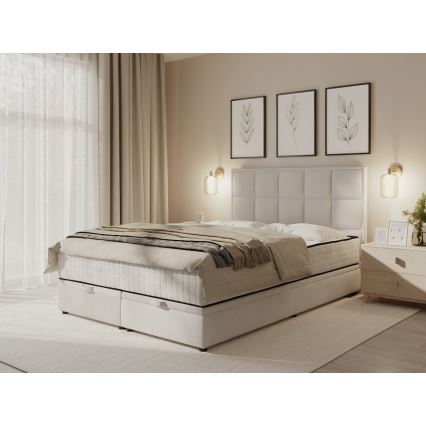 Čalouněná postel s matracemi a úložným prostorem GRACE 160x200 cm béžová