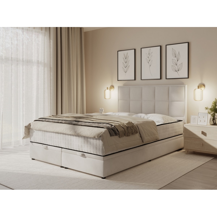 Čalouněná postel s matracemi a úložným prostorem GRACE 160x200 cm béžová