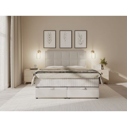 Čalouněná postel s matracemi a úložným prostorem GRACE 160x200 cm béžová
