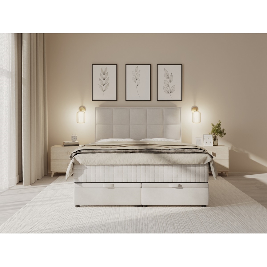 Čalouněná postel s matracemi a úložným prostorem GRACE 160x200 cm béžová