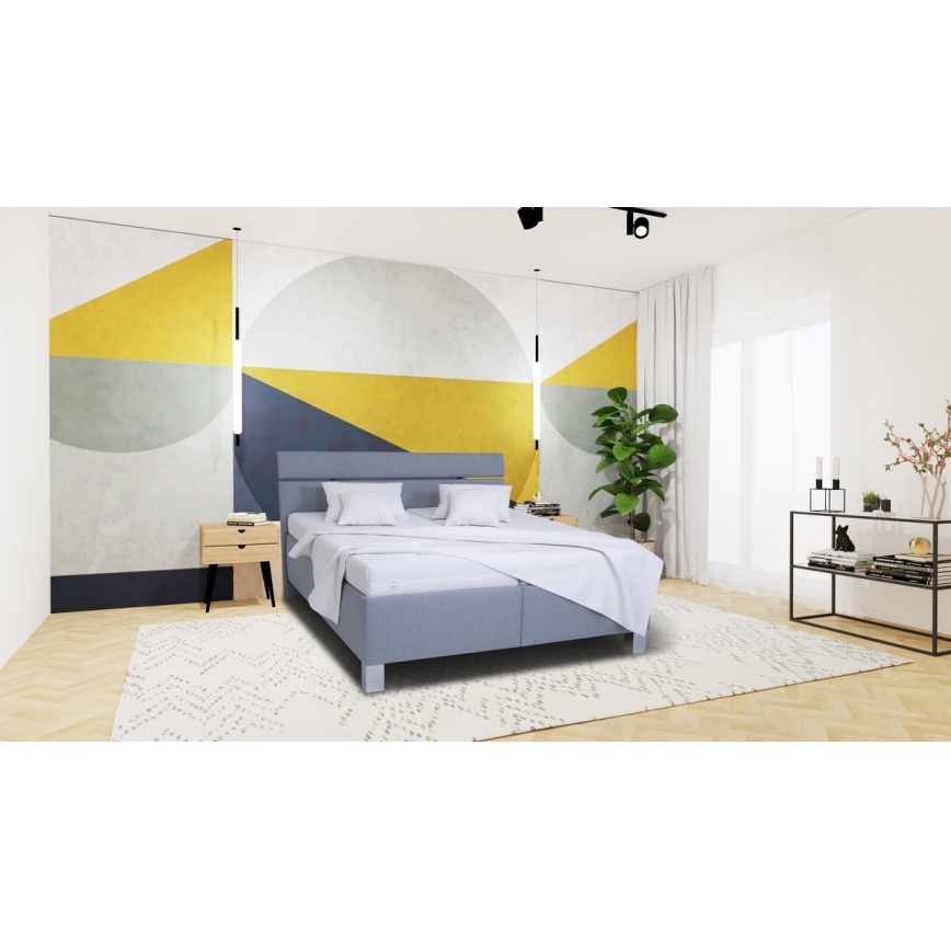 Čalouněná postel s matrací a úložným prostorem ALIS 180x200 cm světle šedá