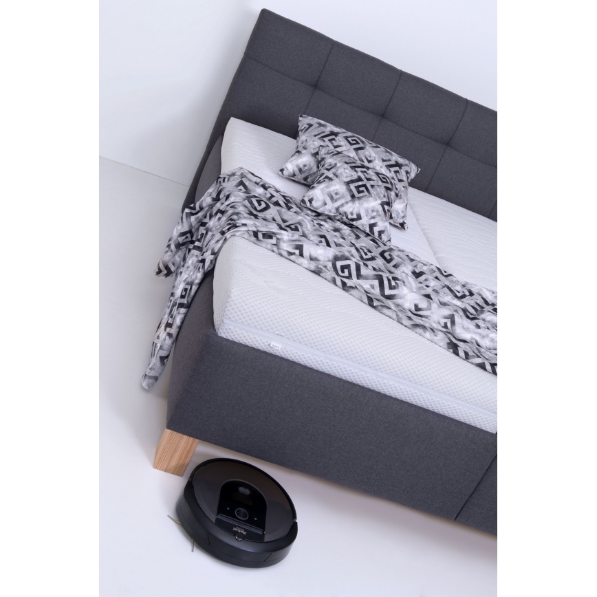 Čalouněná postel s matrací a úložným prostorem MARIA 180x200 cm šedá