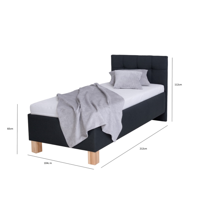 Čalouněná postel s matrací a úložným prostorem MARIA ONE 90x200 cm antracit