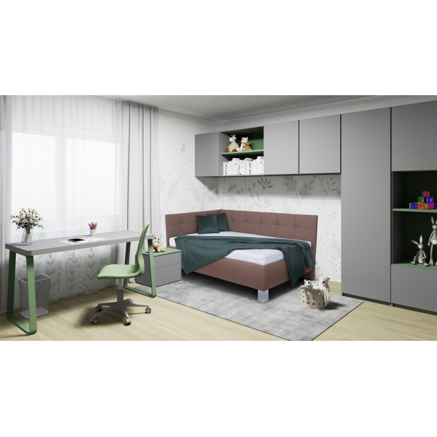 Čalouněná postel s matrací a úložným prostorem MARIA PETITE 120x200 cm hnědá