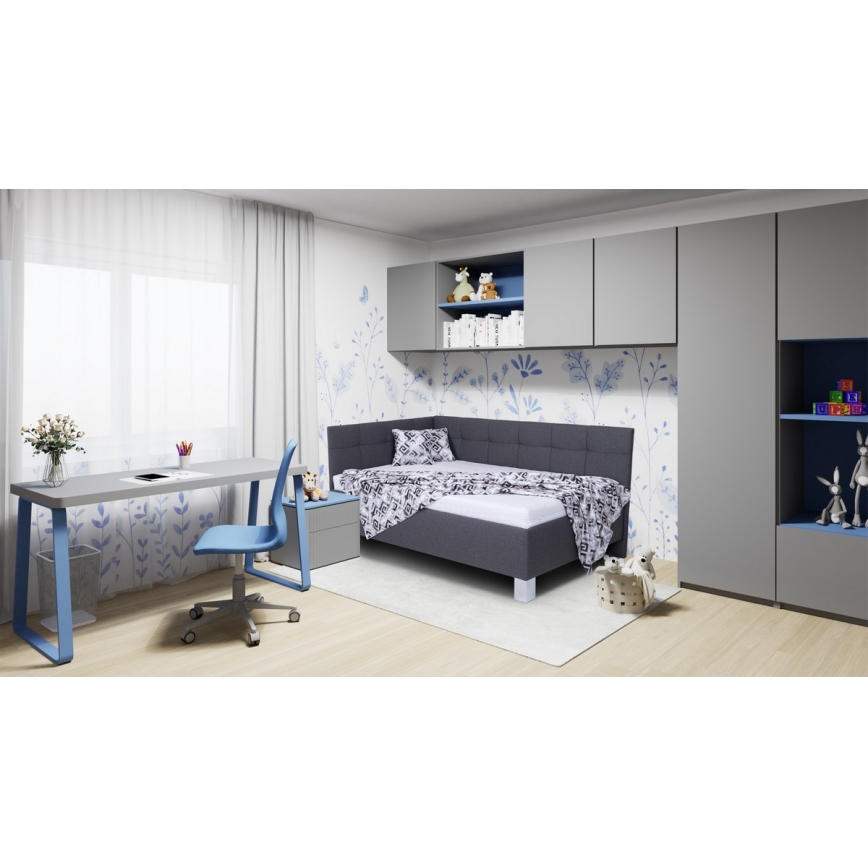 Čalouněná postel s matrací a úložným prostorem MARIA PETITE 120x200 cm šedá