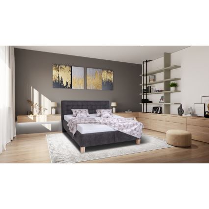 Čalouněná postel s matrací a úložným prostorem VIOLET 160x200 cm tmavě šedá
