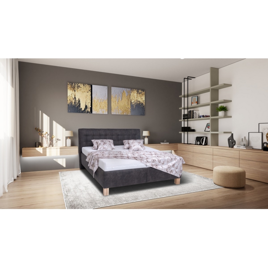 Čalouněná postel s matrací a úložným prostorem VIOLET 160x200 cm tmavě šedá