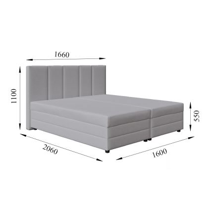 Čalouněná postel s pružinovou matrací a úložným prostorem ISABEL 160x200 světle šedá