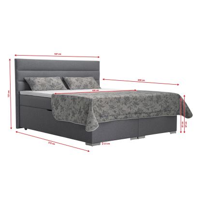 Čalouněná postel s úložným prostorem a matracemi s topperem NEW BOLERO 160x200 cm šedá
