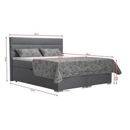 Čalouněná postel s úložným prostorem a matracemi s topperem NEW BOLERO 180x200 cm šedá