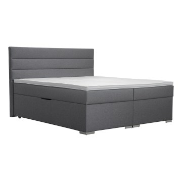 Čalouněná postel s úložným prostorem a matracemi s topperem NEW BOLERO 180x200 cm šedá