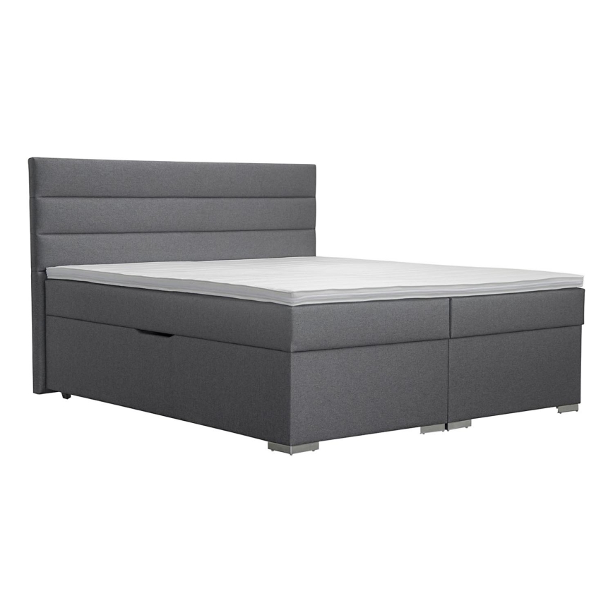 Čalouněná postel s úložným prostorem a matracemi s topperem NEW BOLERO 180x200 cm šedá