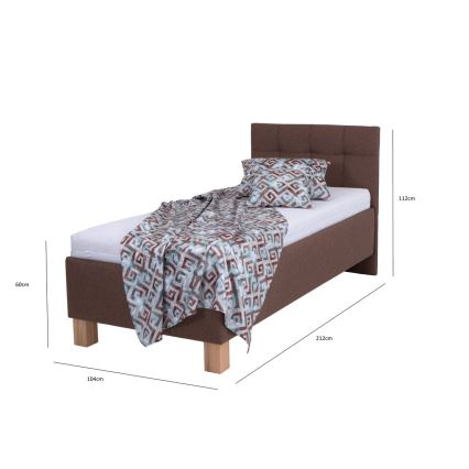 Čalouněná postel s úložným prostorem bez matrace MARIA ONE 90x200 cm hnědá