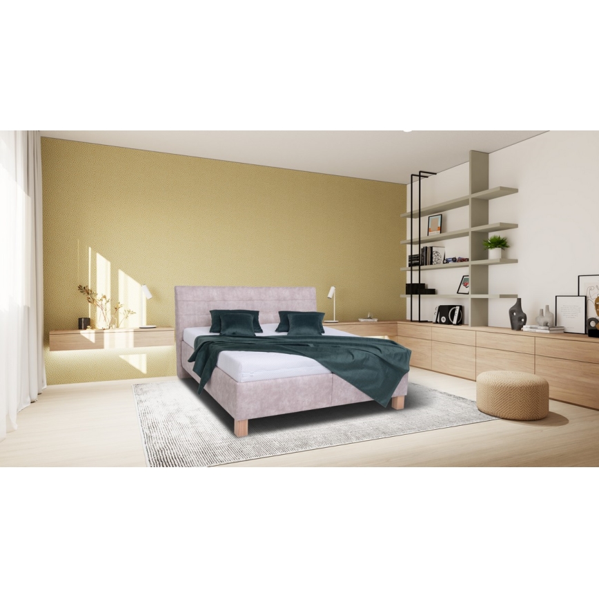 Čalouněná postel s úložným prostorem bez matrace VIOLET 160x200 cm béžová