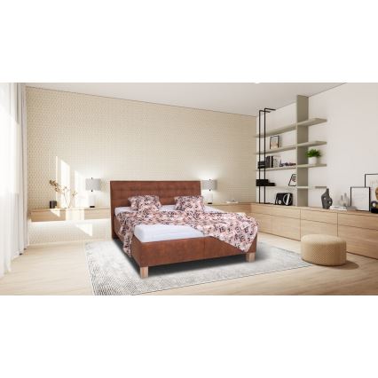 Čalouněná postel s úložným prostorem bez matrace VIOLET 160x200 cm koňaková hnědá