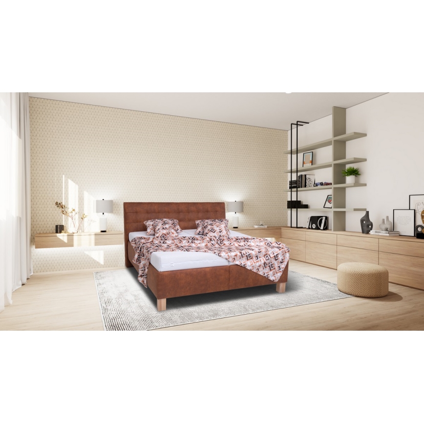 Čalouněná postel s úložným prostorem bez matrace VIOLET 160x200 cm koňaková hnědá