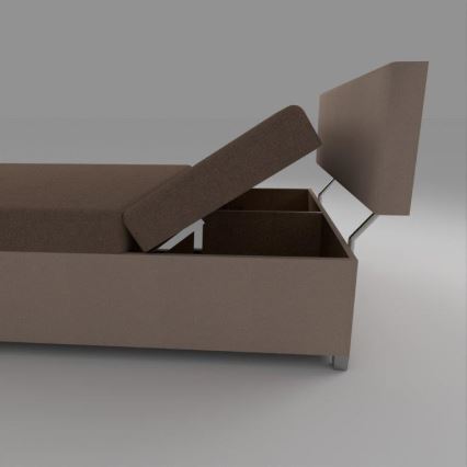 Čalouněná válenda s polohováním a úložným prostorem DALLAS 108x205 cm hnědá/tmavě hnědá