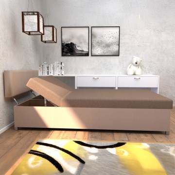 Čalouněná válenda s polohováním a úložným prostorem DALLAS 108x205 cm hnědá/tmavě hnědá