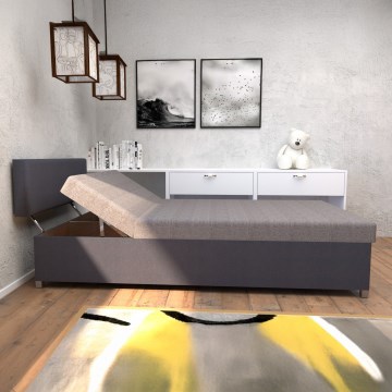 Čalouněná válenda s polohováním a úložným prostorem DALLAS 108x205 cm šedá/antracit