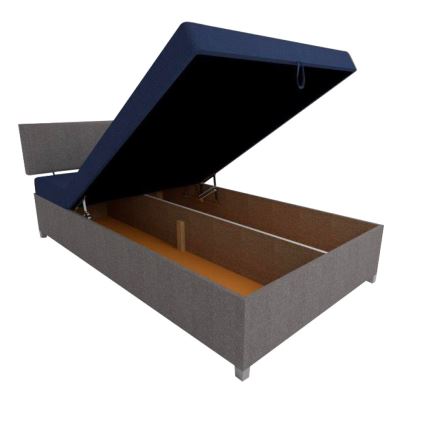 Čalouněná válenda s polohováním a úložným prostorem DALLAS 108x205 cm šedá/modrá