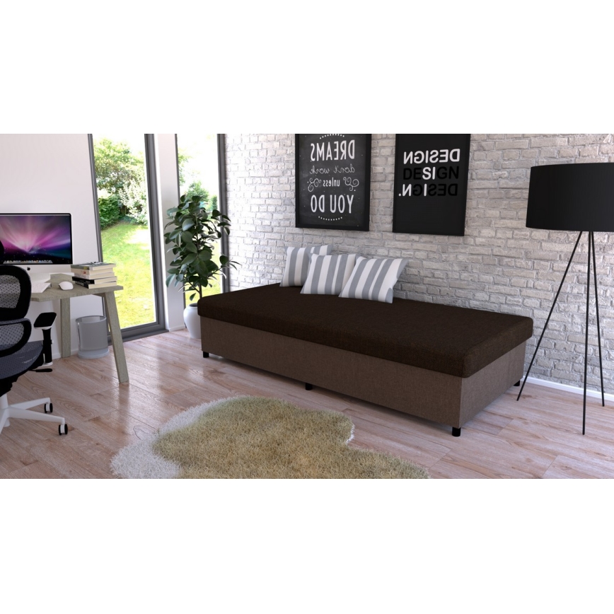 Čalouněná válenda s úložným prostorem CORY 80x200 hnědá