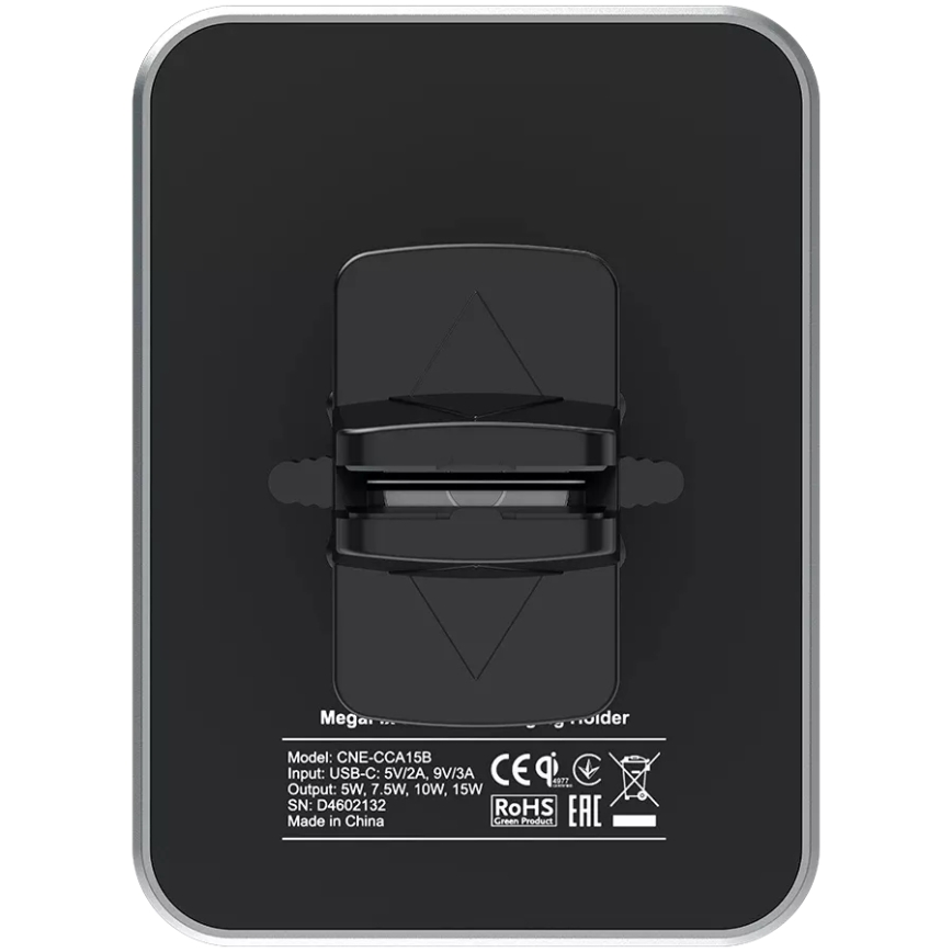Canyon - Magnetický držák telefonu do auta s funkcí bezdrátového dobíjení Qi 5V hranatý černá