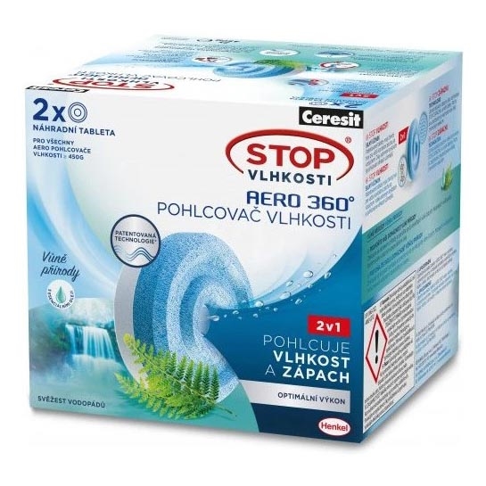 Ceresit - Tablety pro odvlhčovač 2v1 AERO 360° 2x 450 g svěžest vodopádů