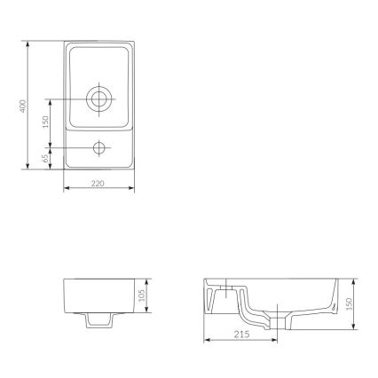 Cersanit K114-004 - Umyvadlo na desku CREA 22x40 cm keramika/lesklá bílá