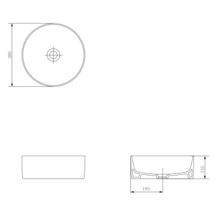 Cersanit K114-020 - Umyvadlo na desku CREA pr. 38 cm keramika/lesklá bílá