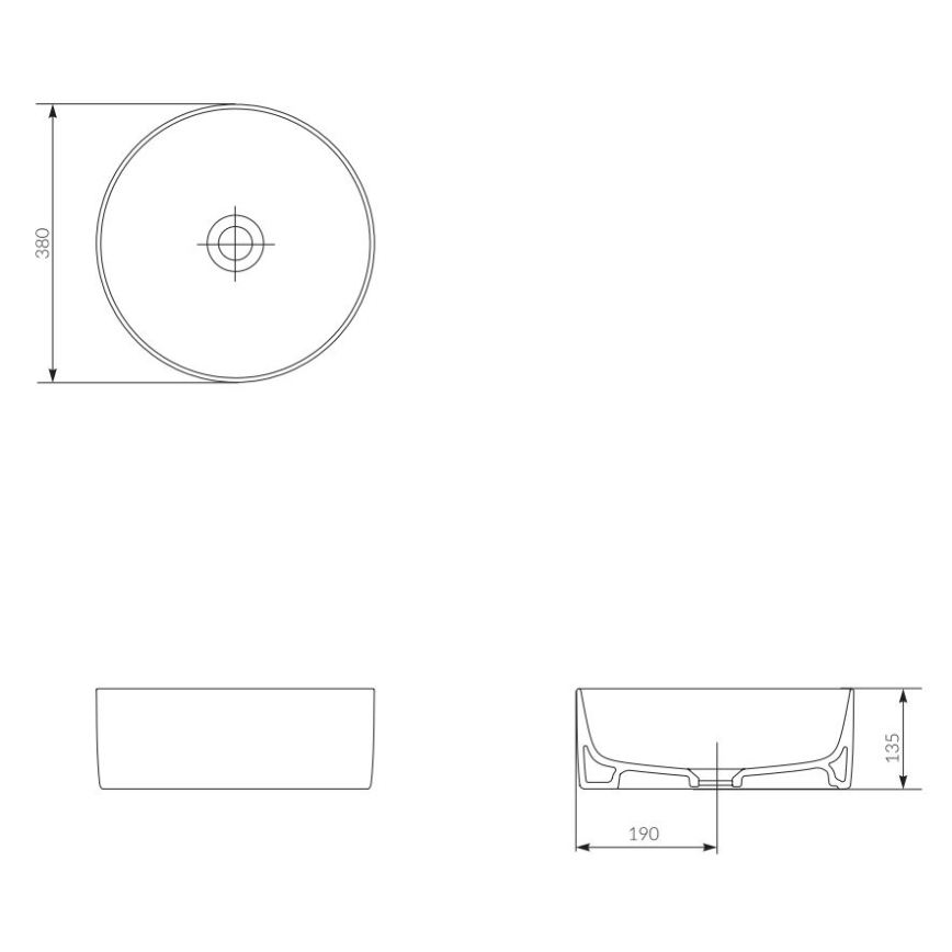 Cersanit K114-020 - Umyvadlo na desku CREA pr. 38 cm keramika/lesklá bílá