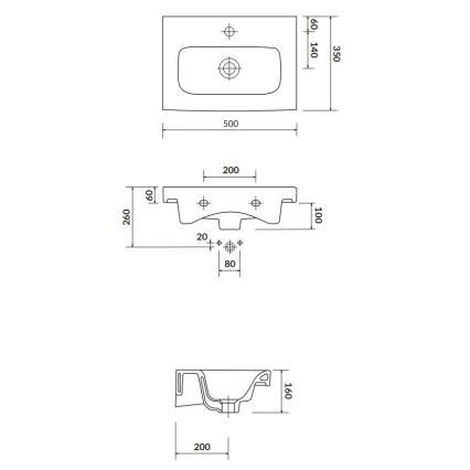 Cersanit K116-008 - Zápustné umyvadlo MODUO SLIM 35x50 cm keramika/lesklá bílá