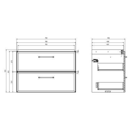 Cersanit S1017-003 - Závěsná koupelnová skříňka pod umyvadlo MILLE 80x45 cm černá