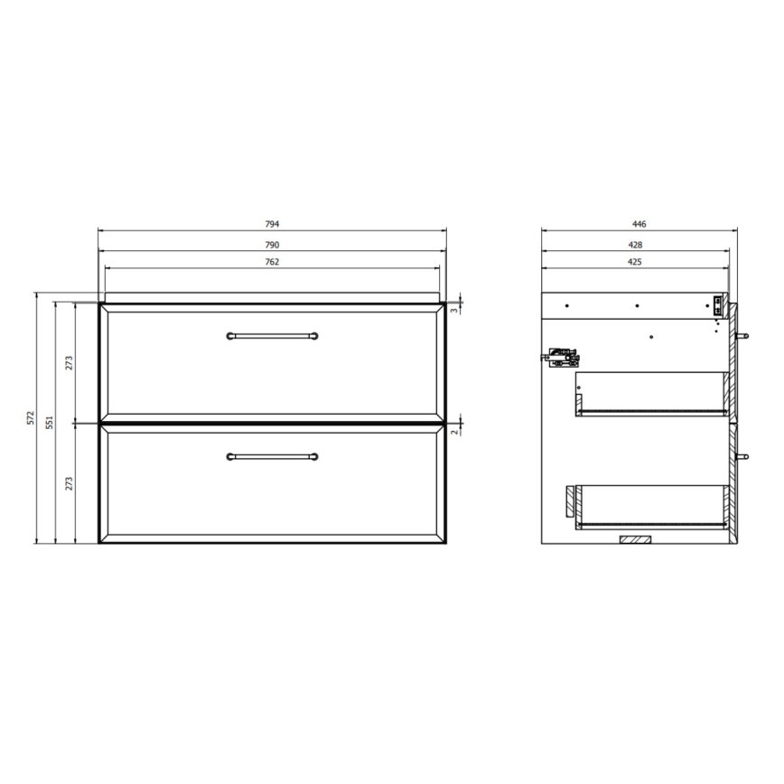 Cersanit S1017-003 - Závěsná koupelnová skříňka pod umyvadlo MILLE 80x45 cm černá