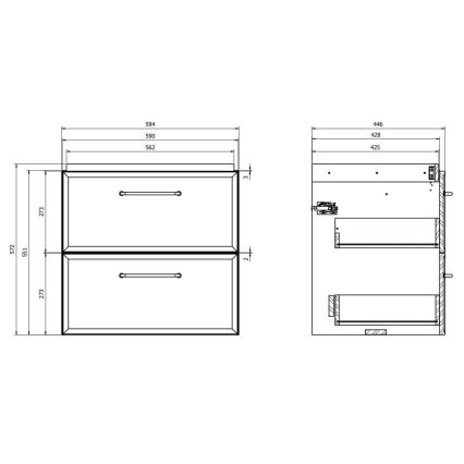 Cersanit S1021-002 - Závěsná koupelnová skříňka pod umyvadlo MILLE 60x45 cm černá