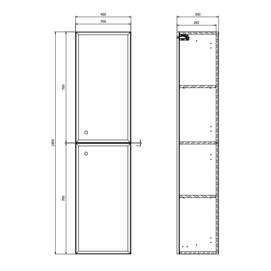 Cersanit S1021-010 - Závěsná koupelnová skříňka MILLE 160x40 cm matná bílá
