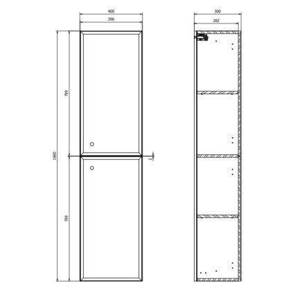 Cersanit S1021-012 - Závěsná koupelnová skříňka MILLE 160x40 cm mintová