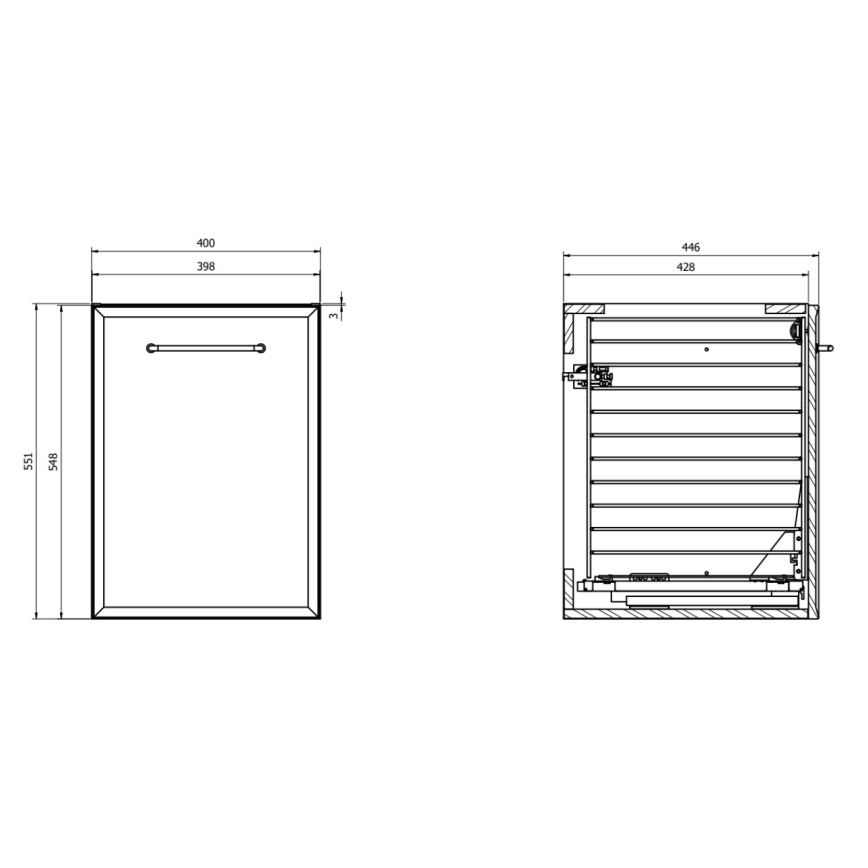 Cersanit S1022-011 - Závěsná koupelnová skříňka s košem na prádlo MILLE 40x45 cm bílá