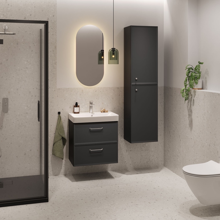 Cersanit S590-100 - Závěsná koupelnová skříňka pod umyvadlo MILLE SLIM 60x38 cm černá