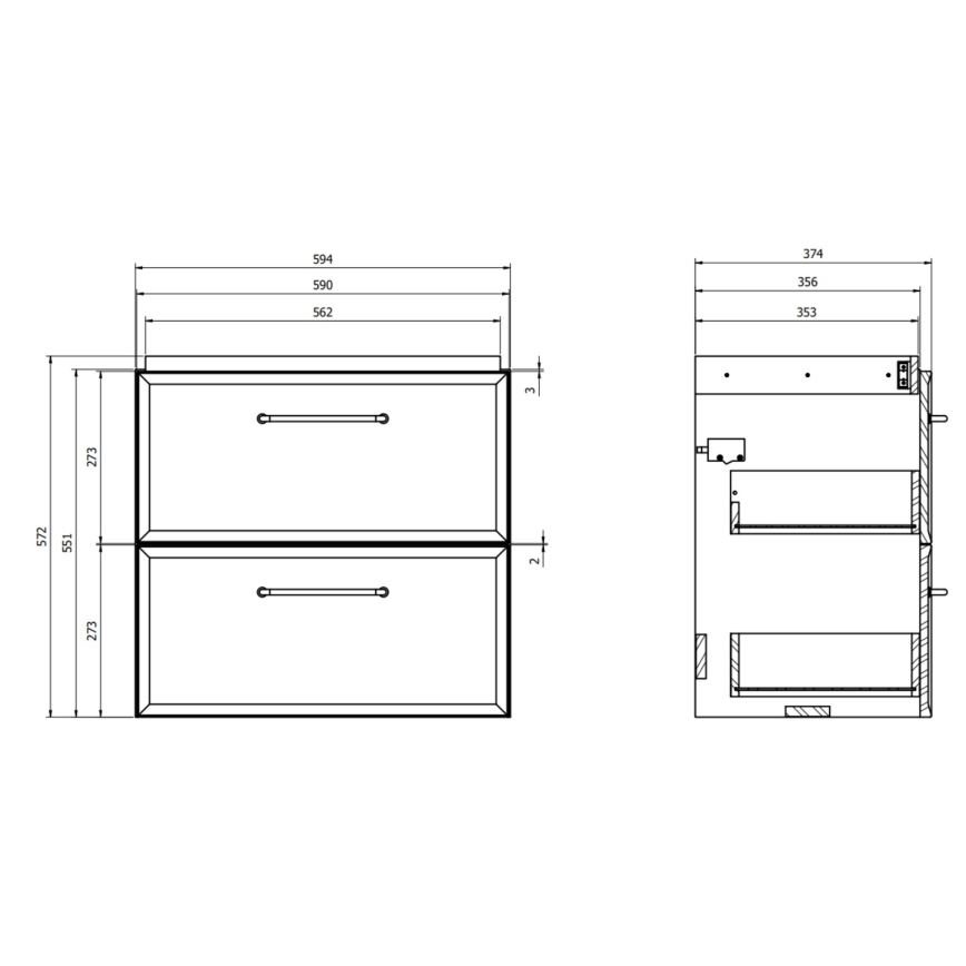 Cersanit S590-100 - Závěsná koupelnová skříňka pod umyvadlo MILLE SLIM 60x38 cm černá