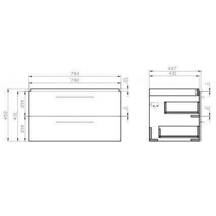 Cersanit S801-149-DSM - Závěsná koupelnová skříňka s umyvadlem ELODY 46x80 cm bílá
