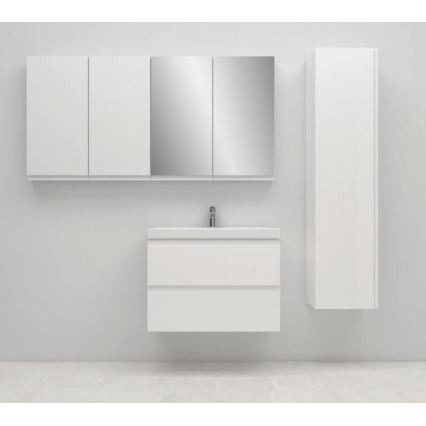 Cersanit S801-221-DSM - Závěsná koupelnová skříňka s umyvadlem MEDDIE 62x80 cm lesklá bílá