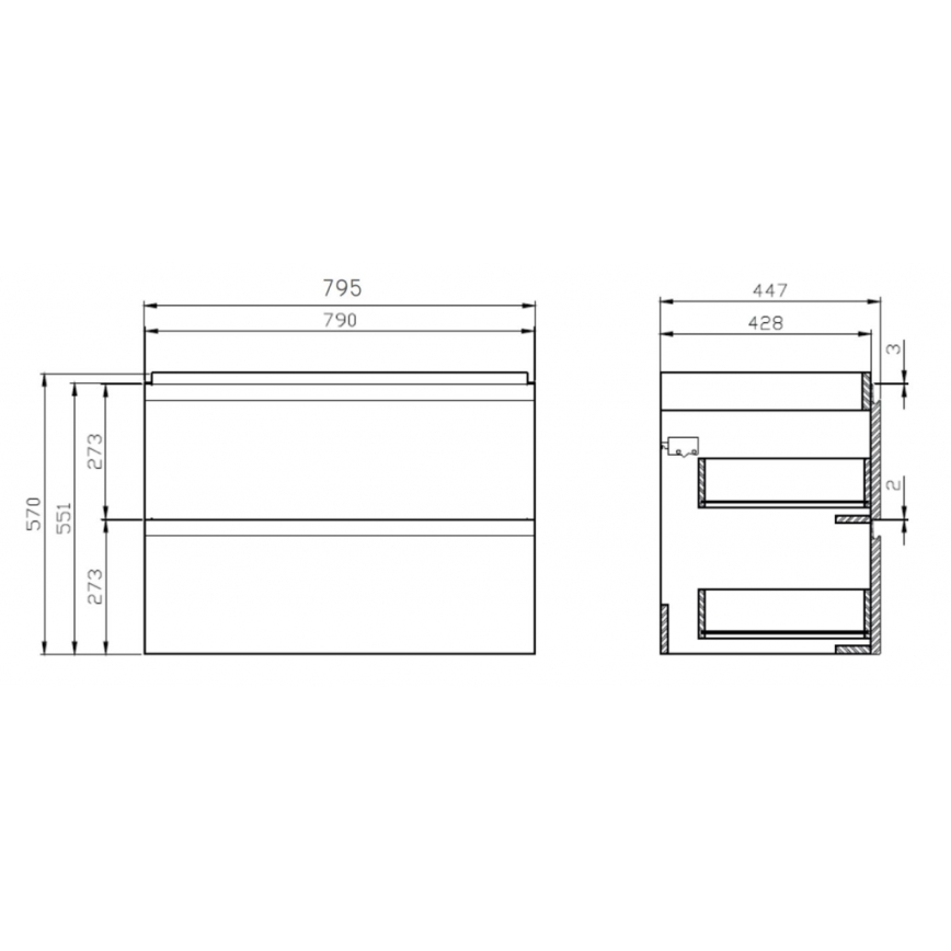 Cersanit S801-221-DSM - Závěsná koupelnová skříňka s umyvadlem MEDDIE 62x80 cm lesklá bílá
