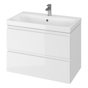 Cersanit S801-221-DSM - Závěsná koupelnová skříňka s umyvadlem MODUO 80x62x45 cm lesklá bílá