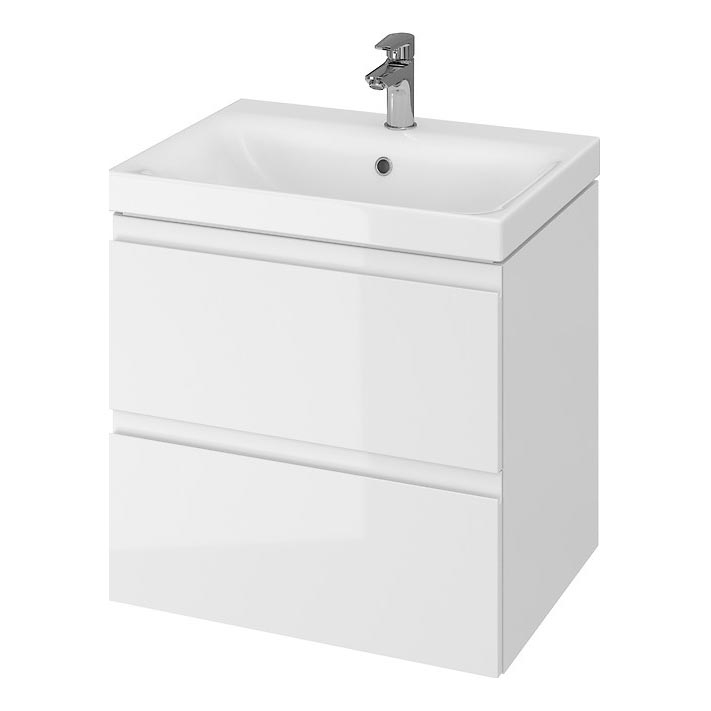 Cersanit S801-223-DSM - Závěsná koupelnová skříňka s umyvadlem MEDDIE 62x60 cm lesklá bílá
